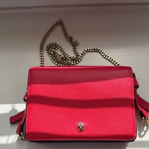 Zara Elegant Red Chain Shoulder Bag can be worn crossbody